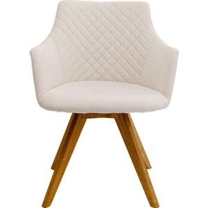 Draaistoel met armleuningen Coco creme en eik Kare Design