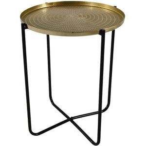 Lesli Living - Bijzettafel - Goud/Zwart - Rond - Metaal