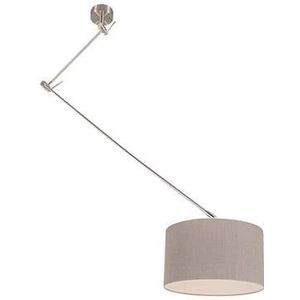 QAZQA Hanglamp staal met kap 35 cm oud grijs verstelbaar - Blitz