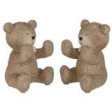 J-Line Teddy boekensteun – kunststof – lichtbruin - 2 stuks – woonaccessoires