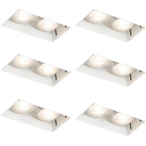 QAZQA Set van 6 inbouwspots wit GU10 50mm 2-lichts trimless - Oneon