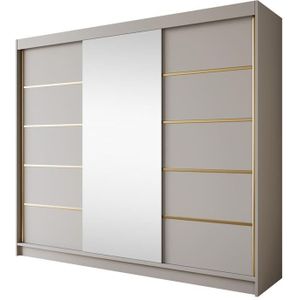 Meubella Kledingkast Eagle - Beige - 250 cm - Met spiegel