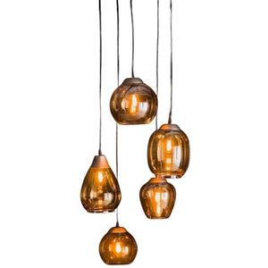 Fraaai - Elouise hanglamp 5L getrapt mix amber glas
