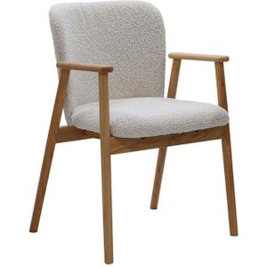 DÉJA Living - Eetkamerstoel Beige Stof - Eikenhout - Lena - Set van 2