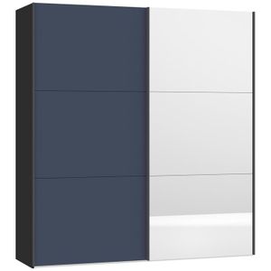 Jutzler Donkerblauw | Spiegel 202 cm Schuifdeur Halkast