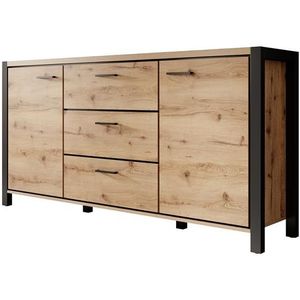 Meubella - Dressoir Acapulco - Eiken - Zwart - 180 cm