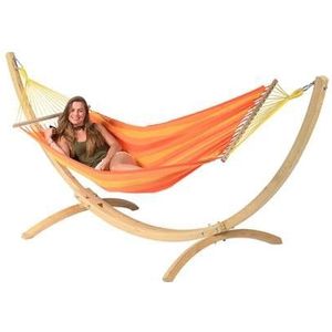 Tropilex® Hangmat met Standaard Eénpersoons Wood & Relax Orange Oranje