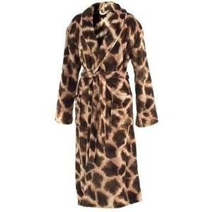 Zohome Giraffe Badjas Lang - Flanel Fleece - Maat XL - Brown - Badjas Dames - Badjas Heren