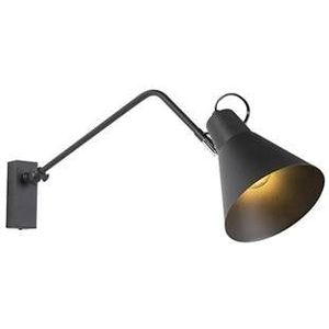 QAZQA Luna Wl - Design Wandlamp Voor Binnen - 1 Lichts - L 670 Mm - Zwart - Woonkamer - Slaapkamer