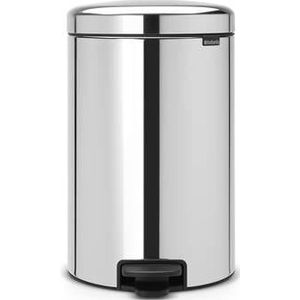 Brabantia NewIcon Prullenbak - 20 liter - Brilliant Steel - met Metalen binnenemmer