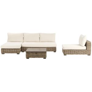 Beliani-VARALLO-Loungeset 4-zits-Gebroken wit-Rechtszijdig-Rotan