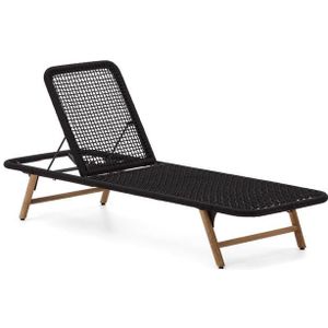Kave Home - Ligstoel Dandara met zwart stalen frame, touw en poten van