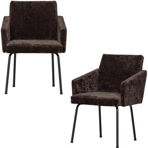 WOOOD Mount Eetkamerstoelen - Polyester - Donkerbruin - Set van 2