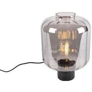 QAZQA Design tafellamp zwart met smoke glas - Qara