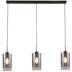 Freelight Hanglamp Ventotto Zwart & Smoke Glas 3 Lichts