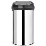 Brabantia Touch Bin Prullenbak - 60 liter - Brilliant Steel / Matt Black deksel