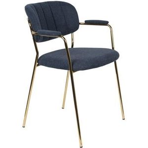 Housecraft Jolien Eetkamerstoelen Goud|Donker Blauw - Set van 2