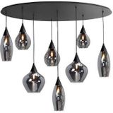 Hanglamp met 8-Lichts Rook Glas - 100cm - Ovaal - Glas - E14 Fitting - Cambio