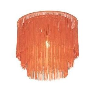 QAZQA Oosterse plafondlamp goud roze kap met franjes - Franxa