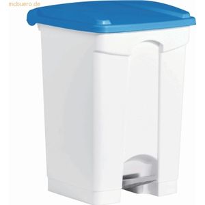 Helit Tretabfallbehälter 45l Kunststoff weiß Deckel blau