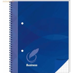 RNK Spiral-Notizbuch Business A5 blau kariert 96 Blatt
