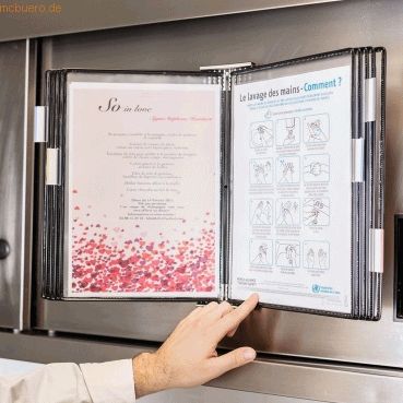 Tarifold Wandsichttafelsystem A4 aus Edelstahl seitl. offen mit 10 Sic