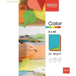 Elco Büropapier A4 210x297mm 5 Farben gemischt Papier 80 g/qm VE=5x40