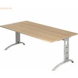 mcbuero.de Schreibtisch 200x100cm höhenverstellbar bis 85cm Eiche