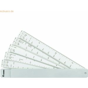 Ecobra Fächermaßstab 5 Kunststoffstreifen 150mm Aluminiumetui