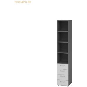 mcbuero.de Regal 6OH 4 Schübe graphit/grau