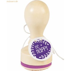 3 x Heyda Motivstempel rund 'be Happy' 3,2cm