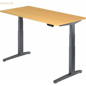 mcbuero.de Sitz-Steh-Schreibtisch elektrisch 160x80cm Buche/Graphit
