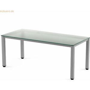 Rocada Schreibtisch Executive BxTxH 200x80x73cm Gestell grau Platte Gl