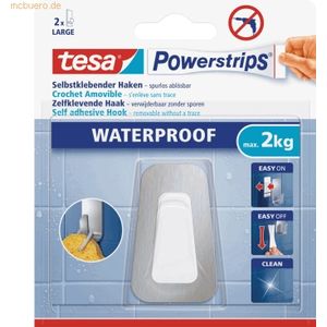 6 x Tesa Klebehaken Powerstrips Edelstahl/Kunststoff L Tragfähigkeit 2
