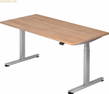 mcbuero.de Sitz-Steh-Schreibtisch elektrisch 160x80 -127cm Nussbaum/Si