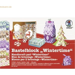 5 x Ludwig Bähr Bastelblock Wintertime 300g/qm 24x34cm VE=16 Blatt sor
