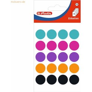 10 x Herlitz Markierungspunkte 19mm VE=80 Stück farbig sortiert