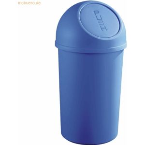 3 x Helit Abfallbehälter 25l Kunststoff mit Push-Deckel blau