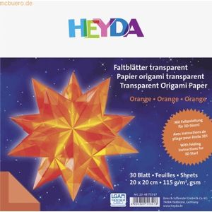 5 x Heyda Falblätter Papier 20x20cm orange transparent VE=30 Blatt