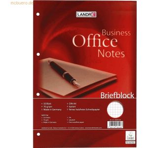 10 x Landre Briefblock Office A4 50 Blatt 70 g/qm 4-fach gelocht karie