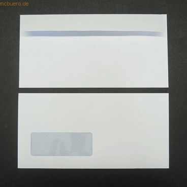 Blanke Briefumschläge DINlang 120g/qm haftklebend Sonderfenster VE=500