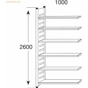 Kerkmann Design-Regal M2 Regalfeld BXHxT 1000x2600x600mm 6 Böden alusi