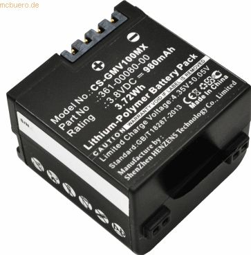 k.A. Akku für Garmin Virb X Li-Pol 3,8 Volt 980 mAh schwarz