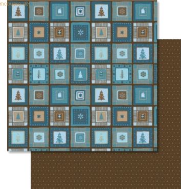 Ludwig Bähr Scrapbook Paper Winterzauber petrol/braun 12x12 Zoll VE=5