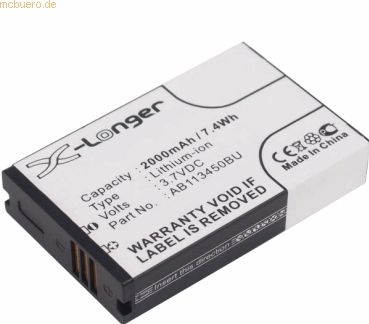k.A. Akku für Samsung AB113450BUCSTD Li-Ion 3,7 Volt 2000 mAh schwarz