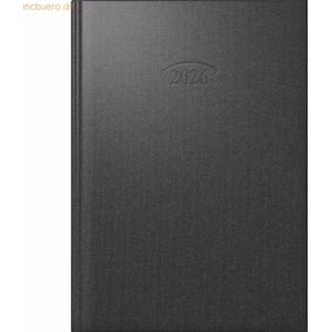 Brunnen Buchkalender 765 14,3x20,2cm 1 Tag/Seite Metallico vulkanschwa