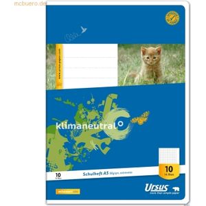 10 x Format-X Schulheft A5 Lineatur 10 kariert mit Rand 16 Blatt