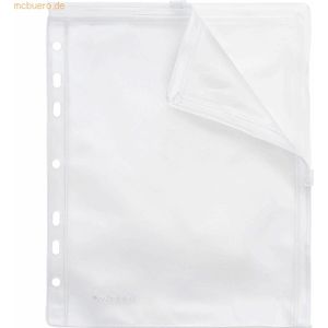 10 x Foldersys Gleitverschlusstasche A5 PVC mit Abheftrand farblos tra