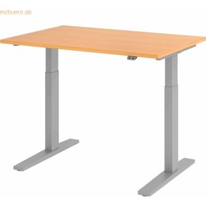 mcbuero.de Sitz-Steh-Schreibtisch elektrisch 120x80cm Buche/Silber