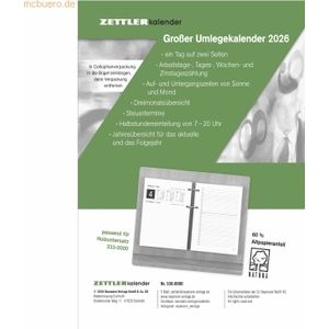 Zettler Umlegekalender 338 1 Tag/2 Seiten 10,5x14,2cm 2026